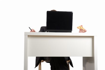 Young businessman eating pizza, isolated over white Stock Photo - Budget Royalty-Free & Subscription, Code: 400-04665859