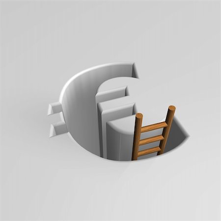 simsearch:400-04741714,k - euro sign pit with ladder - 3d illustration Fotografie stock - Microstock e Abbonamento, Codice: 400-04665868