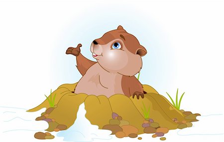 simsearch:400-04274928,k - Vector illustration of a cute groundhog popping out of a hole. Photographie de stock - Aubaine LD & Abonnement, Code: 400-04665876