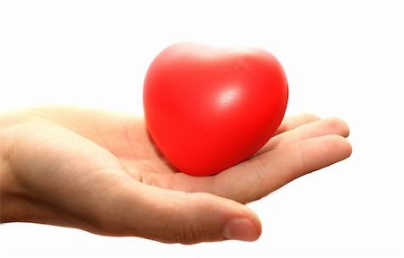 Red heart on man hand isolated on white background. Stock Photo - Budget Royalty-Free & Subscription, Code: 400-04666114