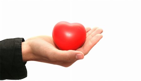 simsearch:400-05701644,k - Red heart on man hand isolated on white background. Stock Photo - Budget Royalty-Free & Subscription, Code: 400-04666113