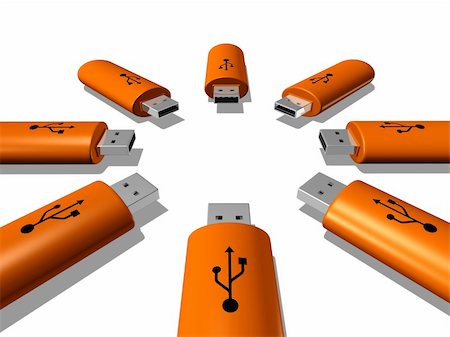 simsearch:400-04730368,k - 3D orange USB keys isolated on white background Photographie de stock - Aubaine LD & Abonnement, Code: 400-04666480