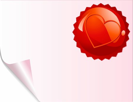 simsearch:400-07332875,k - Valentine red emblem on curled paper. Place for copy/text. Stock Photo - Budget Royalty-Free & Subscription, Code: 400-04666665