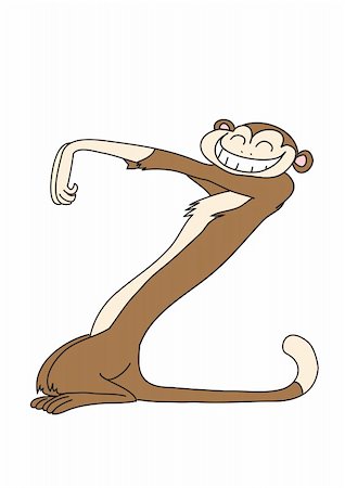 simsearch:400-05234243,k - monkey standing in the form of the letter Z, made in illustrator cs4 Foto de stock - Super Valor sin royalties y Suscripción, Código: 400-04666721