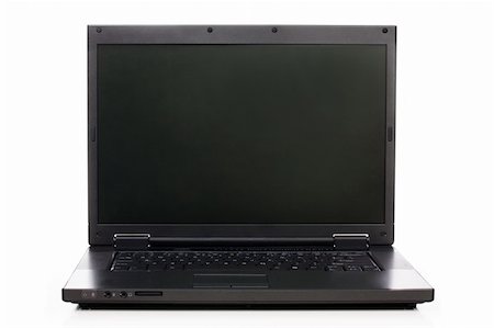 simsearch:400-05125337,k - Open business laptop with blank black screen. Isolated over white Foto de stock - Super Valor sin royalties y Suscripción, Código: 400-04666774