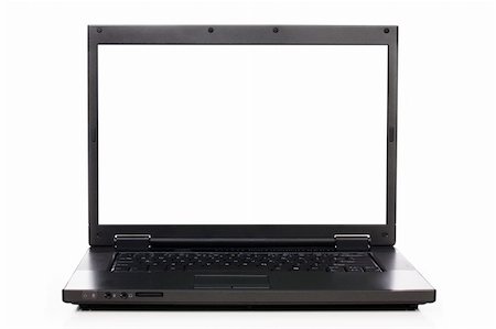 simsearch:400-05125337,k - Open business laptop with white screen. Isolated over white Foto de stock - Super Valor sin royalties y Suscripción, Código: 400-04666773