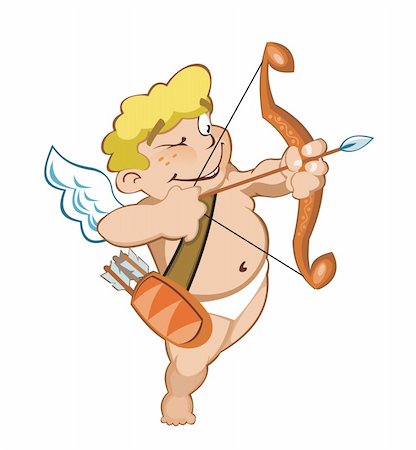 regisser_com (artist) - Illustration of a Valentine's Day cupid ready to shoot his arrow. Isolated on white background. Photographie de stock - Aubaine LD & Abonnement, Code: 400-04666916