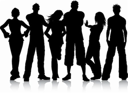 friends silhouette group - Silhouette of a group of young people Stock Photo - Budget Royalty-Free & Subscription, Code: 400-04667069