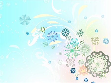simsearch:400-05117036,k - a beautiful Christmas card decorated with blue snowflakes and swirls background Foto de stock - Super Valor sin royalties y Suscripción, Código: 400-04667110