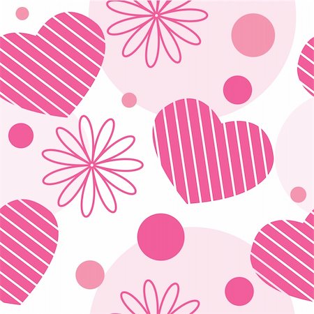 simsearch:400-04801683,k - Valentine seamless pattern with hearts, flowers and circles. Vector illustration Stock Photo - Budget Royalty-Free & Subscription, Code: 400-04667112