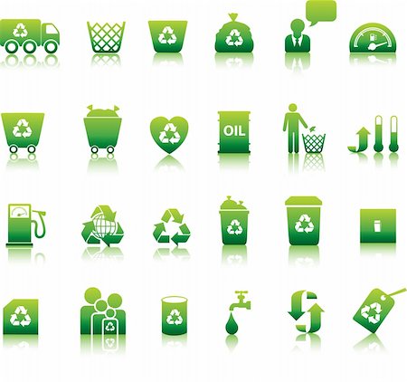 paper trash can throw - Eco icon set illustrated as green buttons Stock Photo - Budget Royalty-Free & Subscription, Code: 400-04667155