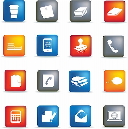 red and blue folder icon - business office items illustrated as black silhouettes Stock Photo - Budget Royalty-Free & Subscription, Code: 400-04667152