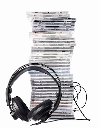 Cd`s and Headphones isolated in white background Stock Photo - Budget Royalty-Free & Subscription, Code: 400-04667202