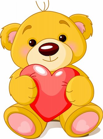 dazdraperma (artist) - Vector illustration of cute little Teddy bear holding red heart. Foto de stock - Royalty-Free Super Valor e Assinatura, Número: 400-04667242