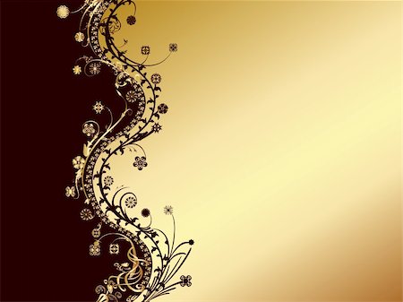 half golden half black invitation or card with golden swirls made in illustrator cs4, the objects are organized and named making it easy to edit Foto de stock - Super Valor sin royalties y Suscripción, Código: 400-04667296