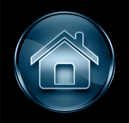 home icon dark blue, isolated on black background Stock Photo - Budget Royalty-Free & Subscription, Code: 400-04667299