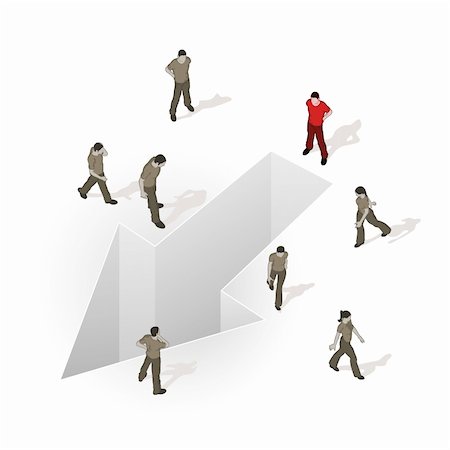 simsearch:400-07091188,k - Crowd Source - Your Direction. People walking around an arrow. Stock Photo - Budget Royalty-Free & Subscription, Code: 400-04667327