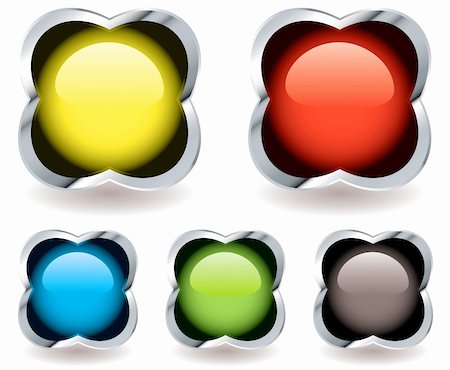 Collection of five round ball icons in a silver bevel shape with drop shadow Stock Photo - Budget Royalty-Free & Subscription, Code: 400-04667353