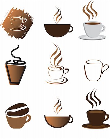 french press coffee maker - coffee illustration set of icons and coloured symbols Stock Photo - Budget Royalty-Free & Subscription, Code: 400-04667430