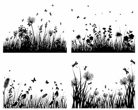 simsearch:400-08615799,k - Vector grass silhouettes backgrounds set. All objects are separated. Stock Photo - Budget Royalty-Free & Subscription, Code: 400-04667594