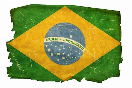 simsearch:400-04423436,k - Brazil Flag old, isolated on white background Stock Photo - Budget Royalty-Free & Subscription, Code: 400-04667716