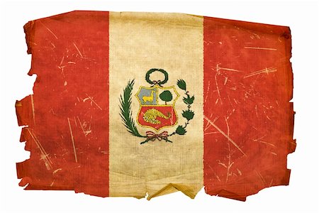 simsearch:400-04899420,k - Peru Flag old, isolated on white background. Stock Photo - Budget Royalty-Free & Subscription, Code: 400-04667730