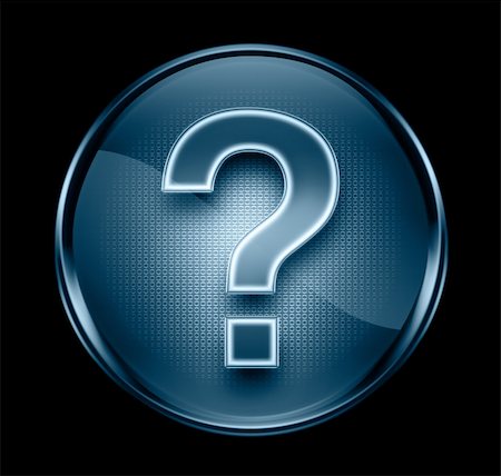 simsearch:400-05350670,k - question symbol icon dark blue, isolated on black background Photographie de stock - Aubaine LD & Abonnement, Code: 400-04667808