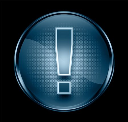 simsearch:400-07624282,k - Exclamation symbol icon dark blue, isolated on black background Stockbilder - Microstock & Abonnement, Bildnummer: 400-04667809