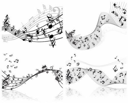 Vector musical notes staff backgrounds set for design use Stock Photo - Budget Royalty-Free & Subscription, Code: 400-04667802