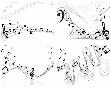 simsearch:400-04173341,k - Vector musical notes staff backgrounds set for design use Photographie de stock - Aubaine LD & Abonnement, Code: 400-04667803