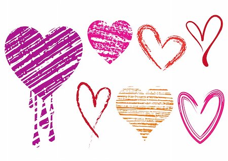simsearch:400-08339075,k - set of doodle hearts with grungy texture, vector Foto de stock - Super Valor sin royalties y Suscripción, Código: 400-04667925