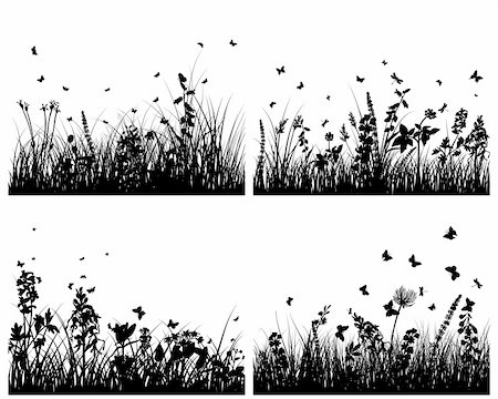 simsearch:400-08615799,k - Vector grass silhouettes backgrounds set. All objects are separated. Stock Photo - Budget Royalty-Free & Subscription, Code: 400-04668179