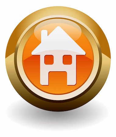 Home round orange button made of brass and glass Stock Photo - Budget Royalty-Free & Subscription, Code: 400-04668376