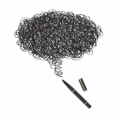 Vector - Illustration of a blot of ink drawing using a black pen forming a word bubble Foto de stock - Super Valor sin royalties y Suscripción, Código: 400-04668433