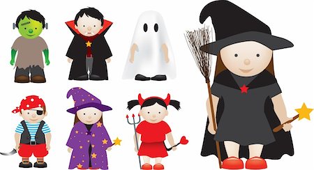 Selection of halloween characters as vector illustrations Stock Photo - Budget Royalty-Free & Subscription, Code: 400-04668444