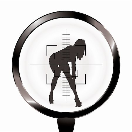 simsearch:400-07921690,k - Sexy woman in rifle target and sight in silhouette Stock Photo - Budget Royalty-Free & Subscription, Code: 400-04668475