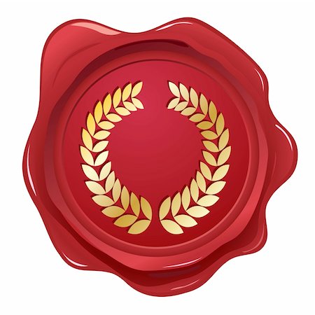 embossed seal - Laurel wreath wax seal.  Isolated on white for easy editing. Stock Photo - Budget Royalty-Free & Subscription, Code: 400-04668521