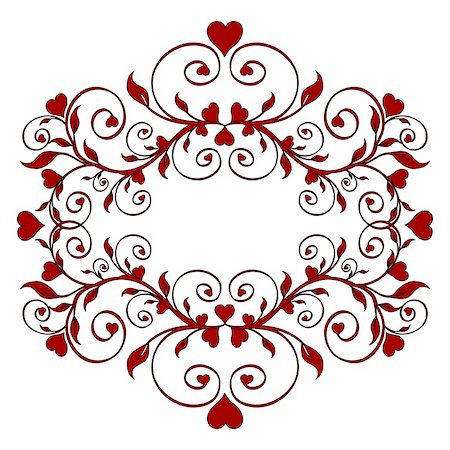 Vector illustration of a red floral ornament with hearts Stockbilder - Microstock & Abonnement, Bildnummer: 400-04668905