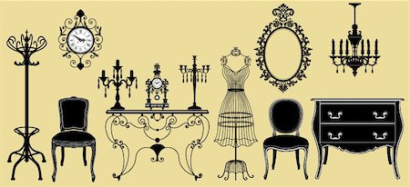 Vector illustration of original antique furniture collection Stock Photo - Budget Royalty-Free & Subscription, Code: 400-04668962