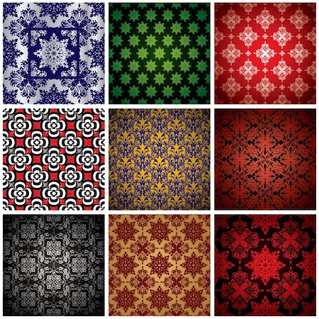 Abstract collection of nine seamless wallpaper background patterns Stock Photo - Budget Royalty-Free & Subscription, Code: 400-04669264