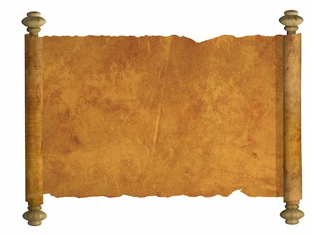 scroll parchments - Scroll of old parchment. Object over white Stock Photo - Budget Royalty-Free & Subscription, Code: 400-04669364