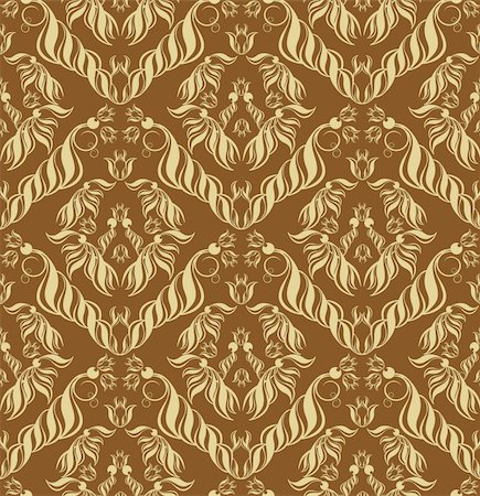 Vector brown decorative royal seamless floral ornament Stock Photo - Budget Royalty-Free & Subscription, Code: 400-04669428