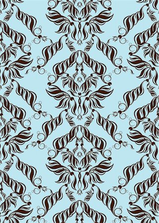 simsearch:400-04280922,k - Vector blue and brown decorative royal seamless floral ornament Foto de stock - Super Valor sin royalties y Suscripción, Código: 400-04669434