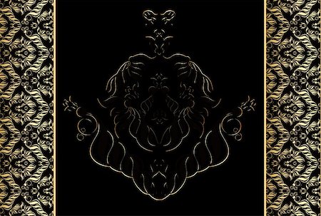 simsearch:400-04686213,k - Vector black and gold decorative seamless tile with floral ornament Stock Photo - Budget Royalty-Free & Subscription, Code: 400-04669438