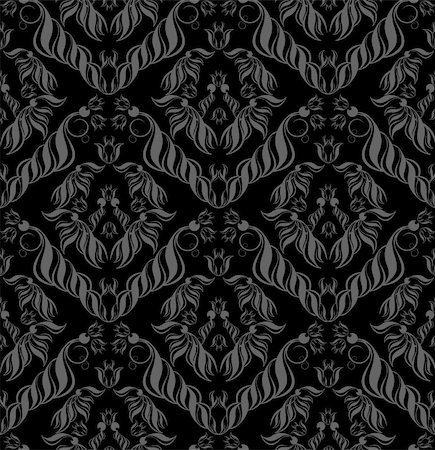 simsearch:400-04836742,k - Vector gray decorative royal seamless floral ornament Foto de stock - Super Valor sin royalties y Suscripción, Código: 400-04669430