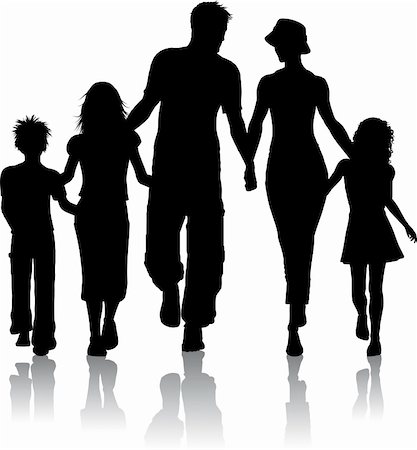 family abstract - Silhouette of a family walking together Stock Photo - Budget Royalty-Free & Subscription, Code: 400-04669446