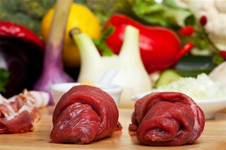 two raw veal cutlets and assorted ingredients Stock Photo - Budget Royalty-Free & Subscription, Code: 400-04669640