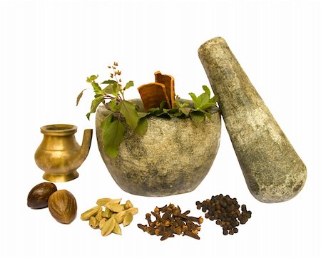 Image of Ayurveda Natural Health tools isolated with clipping path Photographie de stock - Aubaine LD & Abonnement, Code: 400-04669742