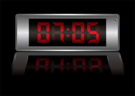 reloj digital - digital alarm clock with time to wake up and light reflection Foto de stock - Super Valor sin royalties y Suscripción, Código: 400-04669816