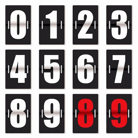 Old fashioned number counter with black background and red and white numbering Fotografie stock - Microstock e Abbonamento, Codice: 400-04669969